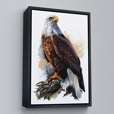 Kahverengi Çerçeveli Kartal Dekoratif Kanvas Tablo