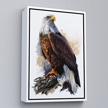 Kahverengi Çerçeveli Kartal Dekoratif Kanvas Tablo