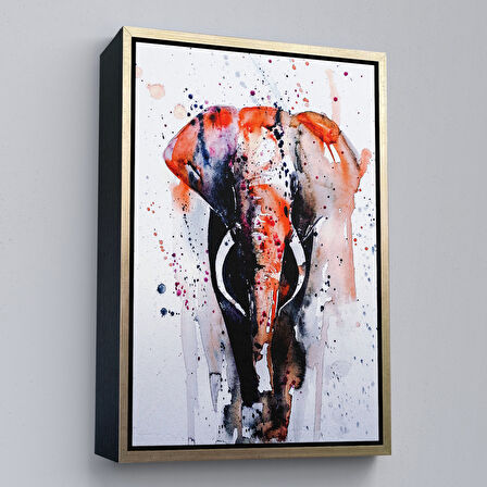 Siyah Çerçeveli Fil Dekoratif Kanvas Tablo