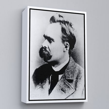 Beyaz Çerçeveli Friedrich Nietzsche Siyah Beyaz Dekoratif Kanvas Tablo