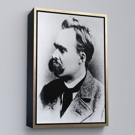Beyaz Çerçeveli Friedrich Nietzsche Siyah Beyaz Dekoratif Kanvas Tablo