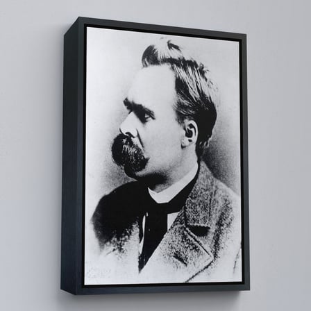 Beyaz Çerçeveli Friedrich Nietzsche Siyah Beyaz Dekoratif Kanvas Tablo