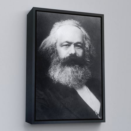 Altın Çerçeveli Karl Marx Siyah Beyaz Dekoratif Kanvas Tablo