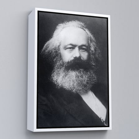 Beyaz Çerçeveli Karl Marx Siyah Beyaz Dekoratif Kanvas Tablo