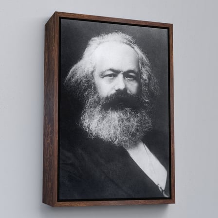 Siyah Çerçeveli Karl Marx Siyah Beyaz Dekoratif Kanvas Tablo