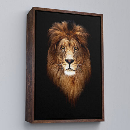 Beyaz Çerçeveli Aslan Dekoratif Kanvas Tablo