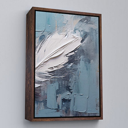 Kahverengi Çerçeveli Yağlıboya Görünümlü Modern Tüy Tablosu