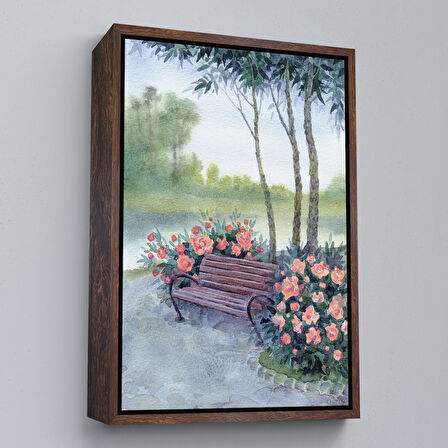 Altın Çerçeveli Pembe Çiçekler Kanvas Tablo