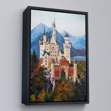 Kahverengi Çerçeveli Bavyera Almanya Neuschwanstein Kalesİ Kanvas Tablo