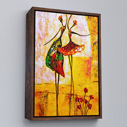 Siyah Çerçeveli Dans Eden Kadınlar Kanvas Tablo