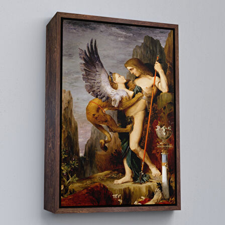 Kahverengi Çerçeveli Oidipus ve Sfenks Gustave Moreau Duvar Tablosu