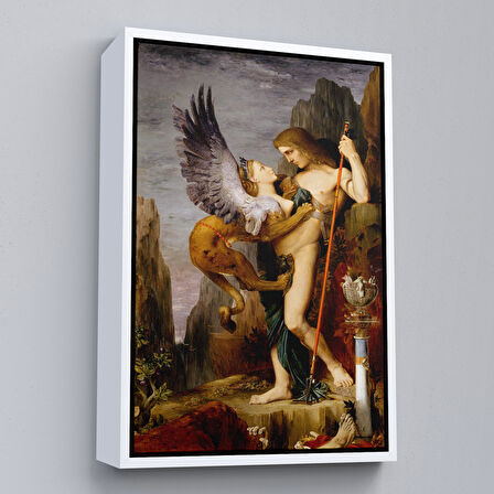 Kahverengi Çerçeveli Oidipus ve Sfenks Gustave Moreau Duvar Tablosu