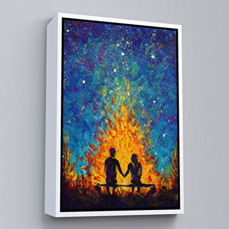 Altın Çerçeveli Nevruz Ateşini İzleyen Aşıklar Tablosu