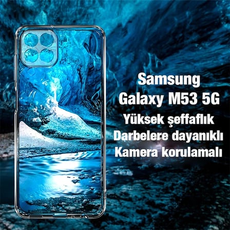 Ally SM Galaxy M53 Kılıf Kamera Korumalı Ultra İnce Şeffaf Silikon Kılıf-(5775)