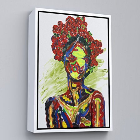 Altın Çerçeveli Renkli Kadın Modern Duvar Tablosu