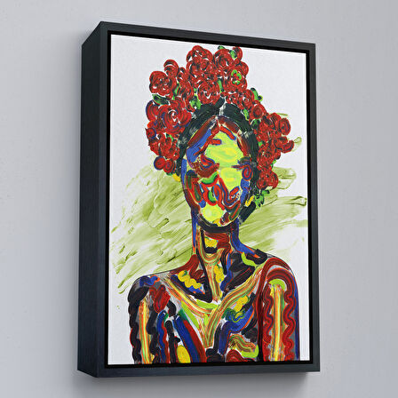 Siyah Çerçeveli Renkli Kadın Modern Duvar Tablosu