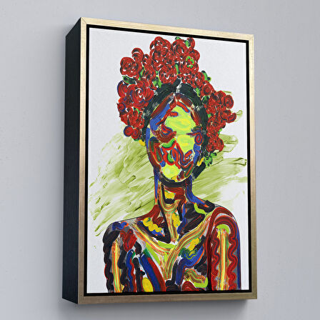 Siyah Çerçeveli Renkli Kadın Modern Duvar Tablosu