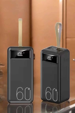 Powerbank 60.000 Mah Hızlı Şarj 4 Çıkışlı Uzun Şarj Süreli Dijital Göstergeli
