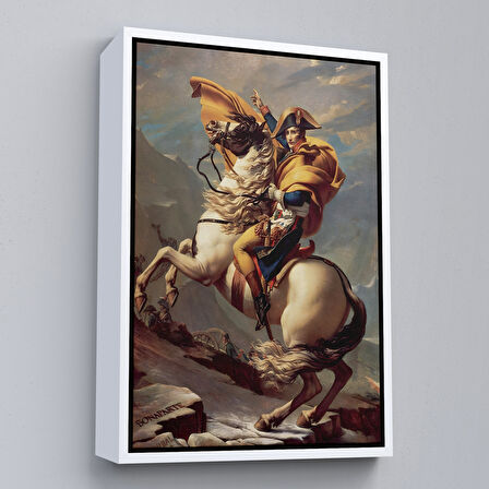 Beyaz Çerçeveli Alpleri Aşan Napolyon Duvar Tablosu