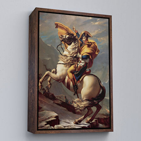 Beyaz Çerçeveli Alpleri Aşan Napolyon Duvar Tablosu