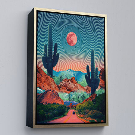 Siyah Çerçeveli Amerika Kolarado Yol Manzarası Duvar Tablosu