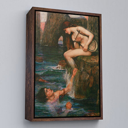Kahverengi Çerçeveli John William Waterhouse 1849-1917 İngiltere Duvar Tablosu