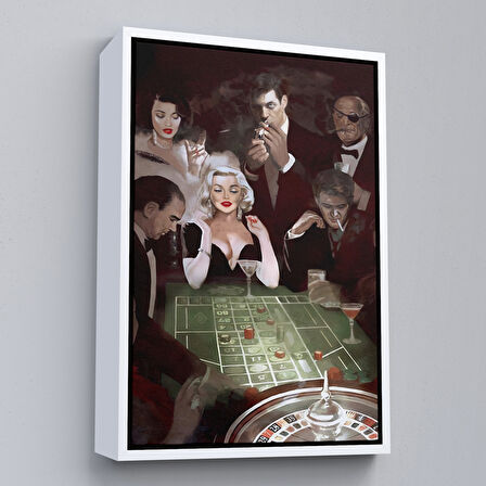 Beyaz Çerçeveli 1950 Kumarhane Duvar Tablosu