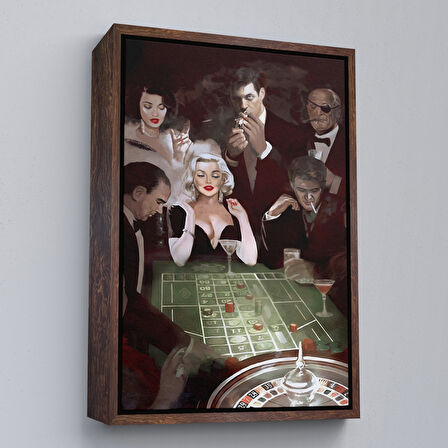 Beyaz Çerçeveli 1950 Kumarhane Duvar Tablosu