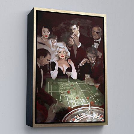 Beyaz Çerçeveli 1950 Kumarhane Duvar Tablosu