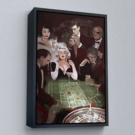 Beyaz Çerçeveli 1950 Kumarhane Duvar Tablosu