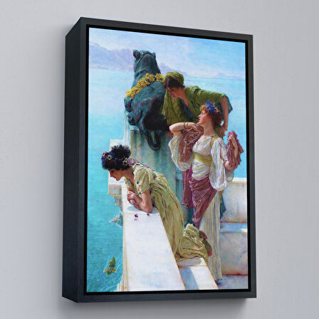 Siyah Çerçeveli Yalılarından Denize Bakan Kızlar Duvar Tablosu