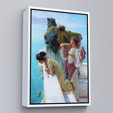 Siyah Çerçeveli Yalılarından Denize Bakan Kızlar Duvar Tablosu