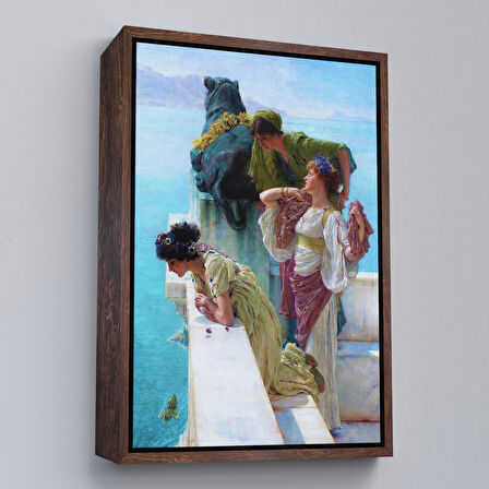 Siyah Çerçeveli Yalılarından Denize Bakan Kızlar Duvar Tablosu