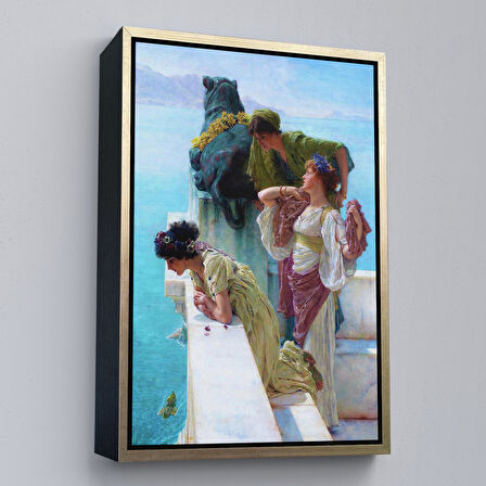 Siyah Çerçeveli Yalılarından Denize Bakan Kızlar Duvar Tablosu