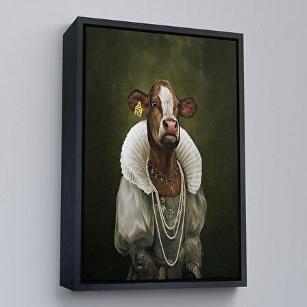 Siyah Çerçeveli Ortaçağ Soylu Dana Duvar Tablosu