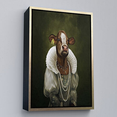 Siyah Çerçeveli Ortaçağ Soylu Dana Duvar Tablosu