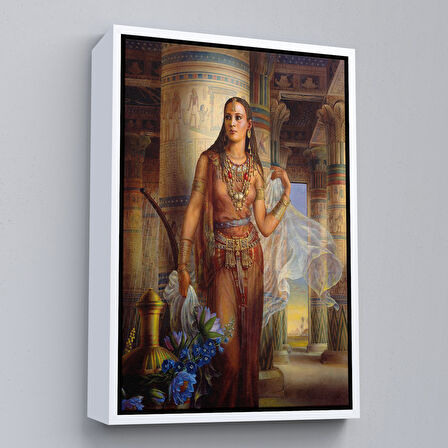 Siyah Çerçeveli Kinuko Yamabe Craft Mısırlı Kadın Çalışması Kanvas Tablo