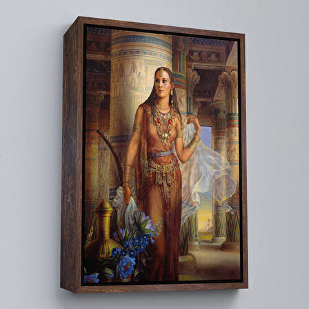 Siyah Çerçeveli Kinuko Yamabe Craft Mısırlı Kadın Çalışması Kanvas Tablo