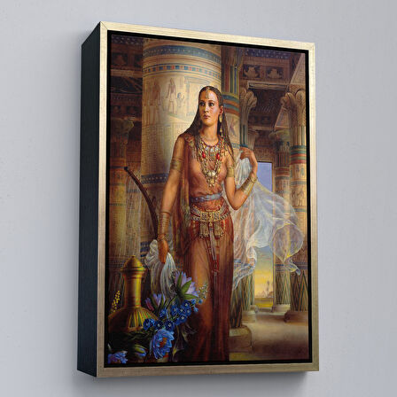 Siyah Çerçeveli Kinuko Yamabe Craft Mısırlı Kadın Çalışması Kanvas Tablo