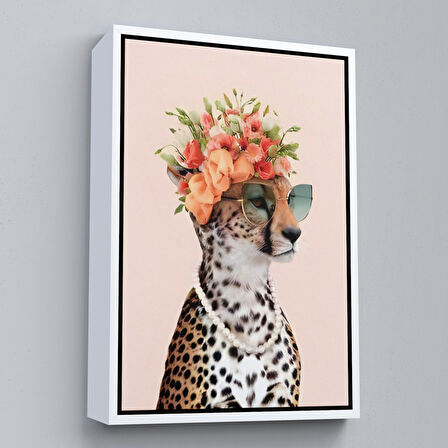 Beyaz Çerçeveli Kokoş Çıta, Çiçek Taçlı Sosyetik Çita Tablosu