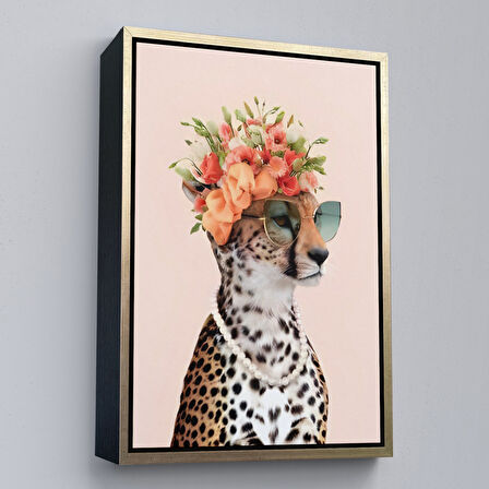 Beyaz Çerçeveli Kokoş Çıta, Çiçek Taçlı Sosyetik Çita Tablosu