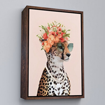 Siyah Çerçeveli Kokoş Çıta, Çiçek Taçlı Sosyetik Çita Tablosu