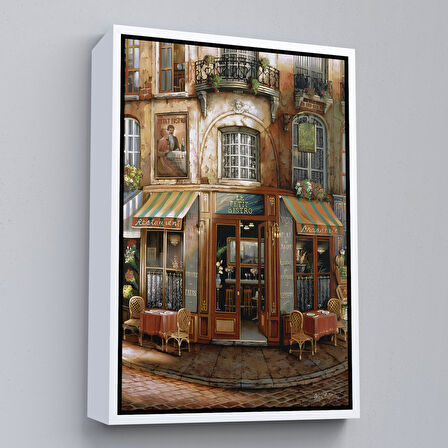 Siyah Çerçeveli Le Petıt Bıstro Kanvas Duvar Tablosu