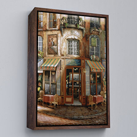 Siyah Çerçeveli Le Petıt Bıstro Kanvas Duvar Tablosu