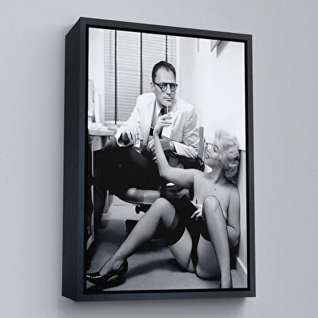 Beyaz Çerçeveli Marilyn Monroe ile Arthur Miller Duvar Tablosu