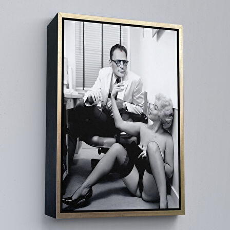 Beyaz Çerçeveli Marilyn Monroe ile Arthur Miller Duvar Tablosu