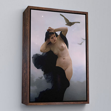 Beyaz Çerçeveli William-Adolphe Bouguereau The Night Duvar Tablosu