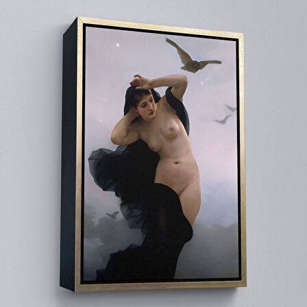 Beyaz Çerçeveli William-Adolphe Bouguereau The Night Duvar Tablosu