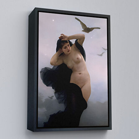 Beyaz Çerçeveli William-Adolphe Bouguereau The Night Duvar Tablosu