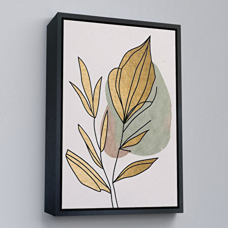 Altın Çerçeveli Soyut Dallar Tablosu